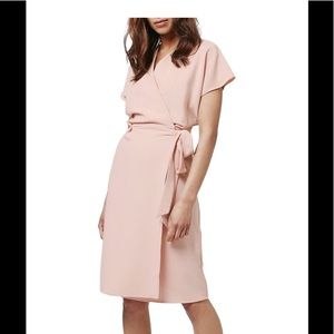 Topshop pink crepe wrap dress size 10